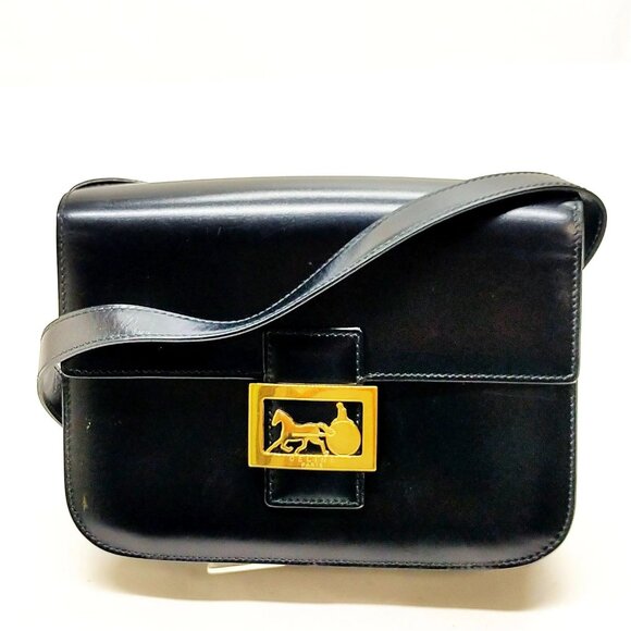 CELINE Shoulder Bag Black Leather 310-083025 - Picture 1 of 13